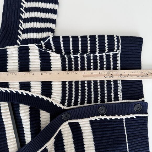 Jonathan Simkhai Sweater Cardigan XS Navy Striped Adara Wool Cashmere Coastal - Picture 7 of 12
